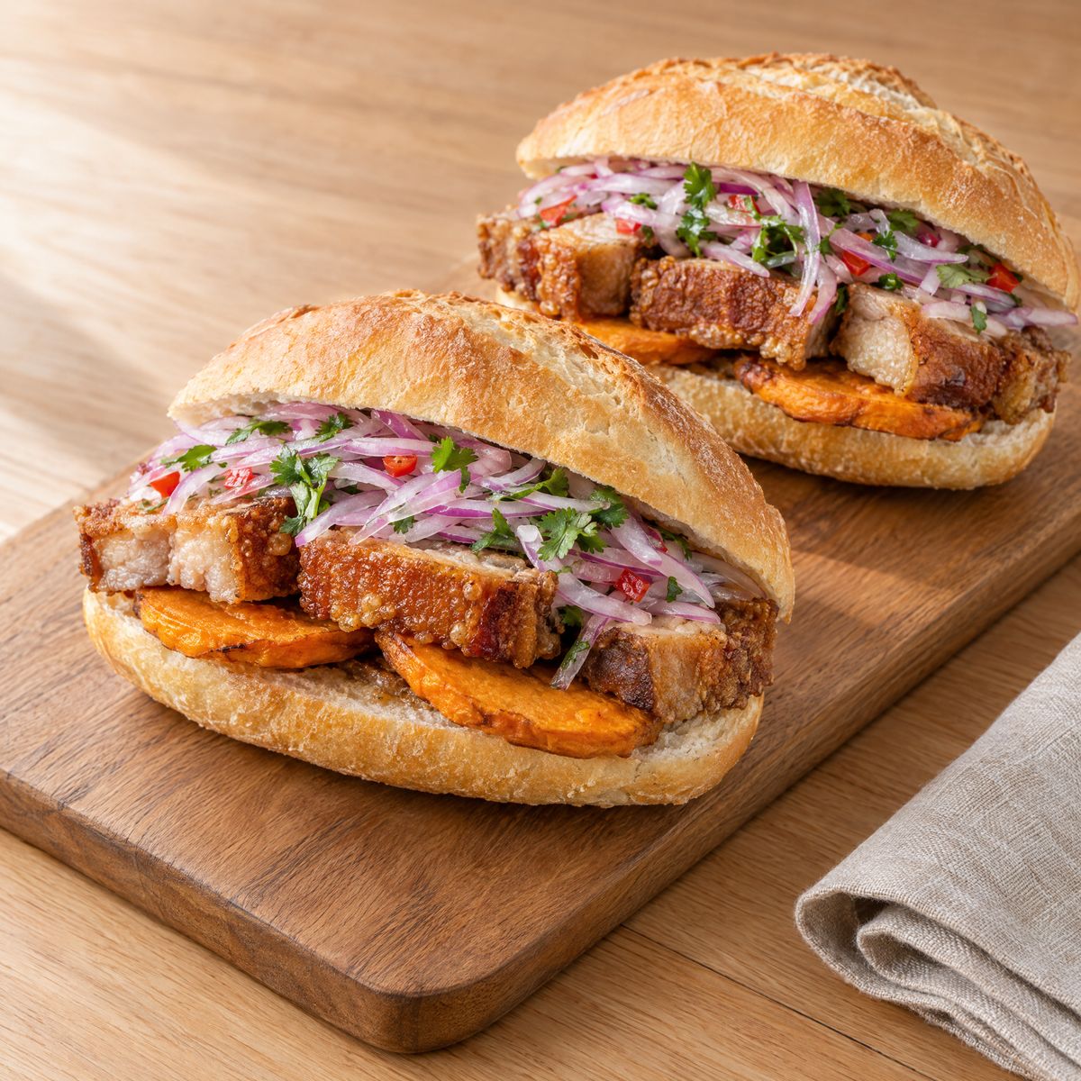 Pan con Chicharrón — Crispy Pork & Sweet Potato Sandwich